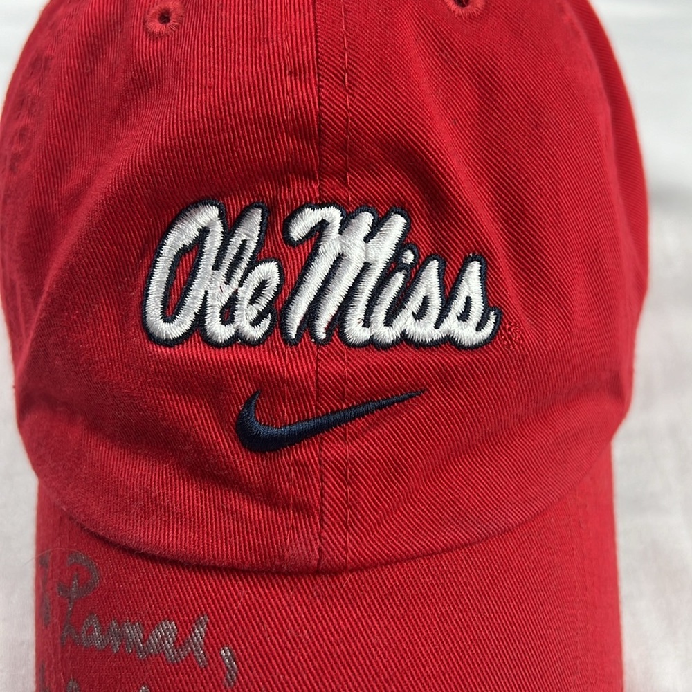 Vintage Red Nike Signed by Houston Nutt Ole Miss Rebels Hat - Picture 2 of 12